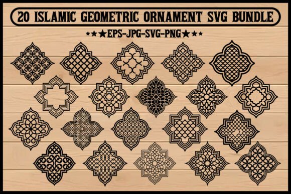 20 Islamic Geometric Ornament SVG Bundle: Graphics & Illustrations