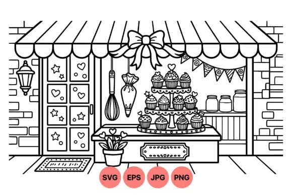 Bakery Shop Cupcake Illustration: Graphics & Illustrations