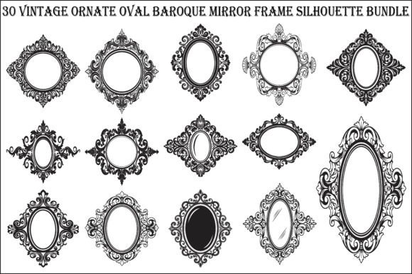 Baroque Oval Mirror Frame Bundle: Graphics & Illustrations