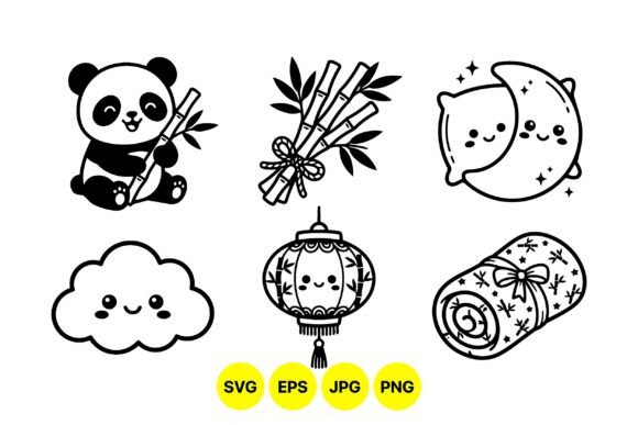 Cute Asian-Themed Kawaii Icons: Graphics & Illustrations for Playful Branding