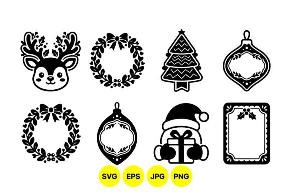 Cute Christmas Holiday SVG Icons: Graphics & Illustrations