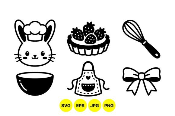 Cute Cooking Bunny Clipart Set: Graphics & Illustrations for Handmade Brands