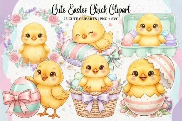 Cute Easter Chick Clipart: Graphics & Illustrations for Local Brands