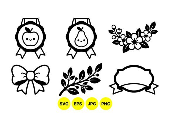 Cute Fruit Ribbon Clipart Set: Graphics & Illustrations for Handmade Brands