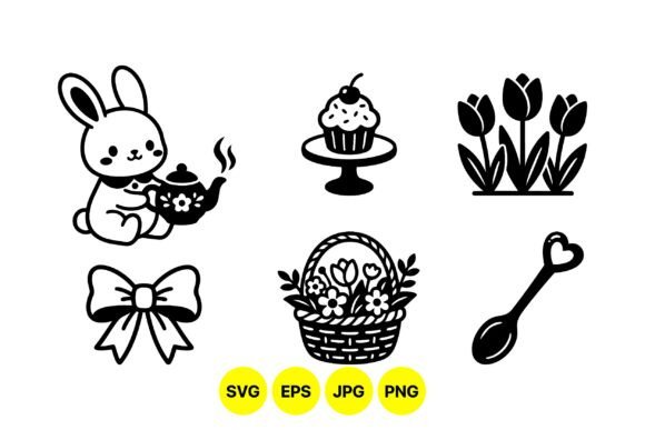 Cute Spring Bunny Clipart Set: Graphics & Illustrations