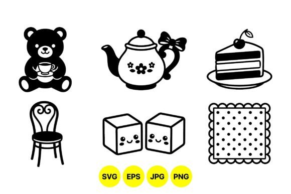 Cute Tea Time SVG Icons: Playful Graphics & Illustrations