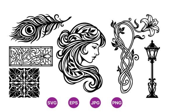 Elegant Art Nouveau Vector Pack: Graphics & Illustrations