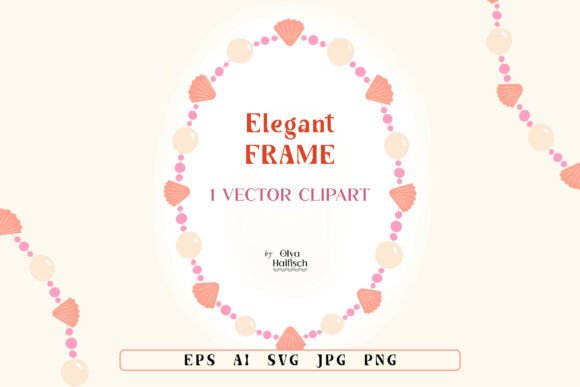 Elegant Pearl and Seashells Vector Frame: Graphics & Illustrations