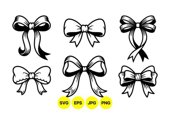 Elegant Ribbon Bow Clipart Set: Graphics & Illustrations