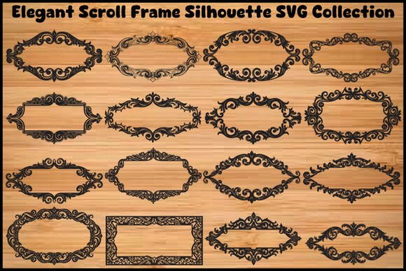 Elegant Scroll Frame Silhouette SVG Bundle: Graphics & Illustrations for Polished Publishing