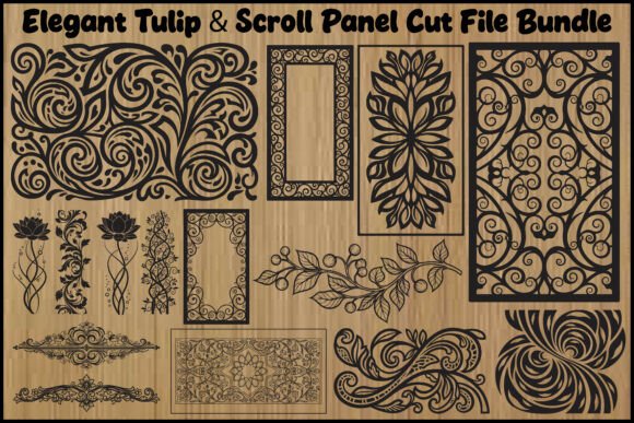 Elegant Tulip Scroll Panel SVG Bundle: Graphics & Illustrations for Refined Branding