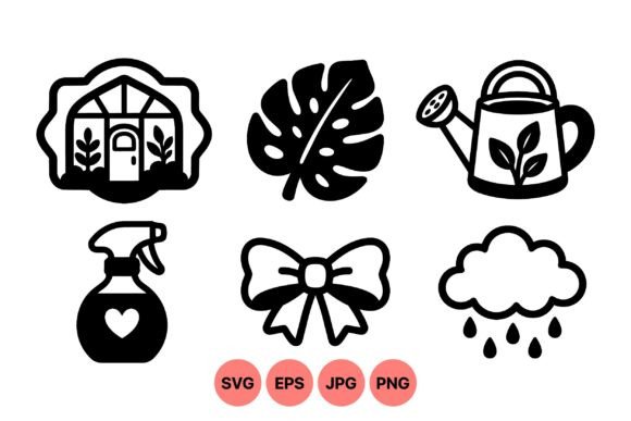 Garden Tools and Plant Icons: Nature-Themed Graphics & Illustrations