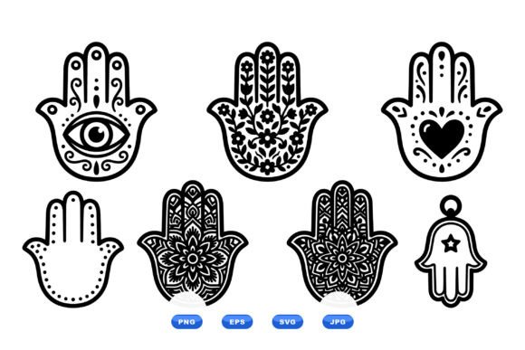 Hamsa Hand SVG Clipart Pack: Graphics & Illustrations for Editorial Calm