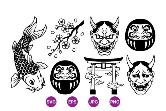 Japanese Traditional Tattoo Clipart: Graphics & Illustrations