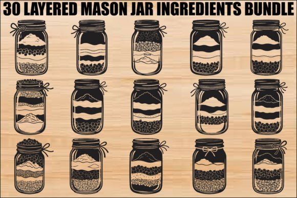 Layered Mason Jar Ingredients Bundle: Graphics & Illustrations