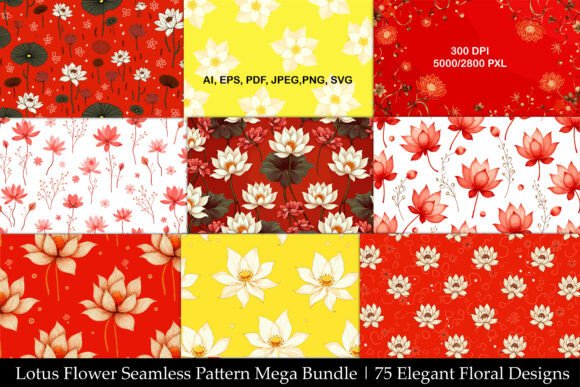 Lotus Pattern Mega Bundle: Graphics & Illustrations