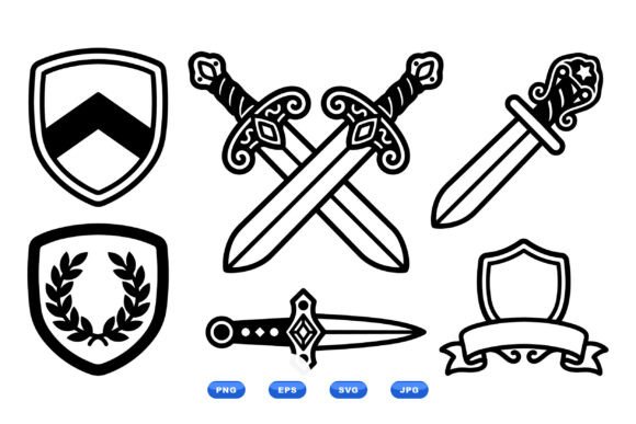 Medieval Sword Shield Clipart: Graphics & Illustrations