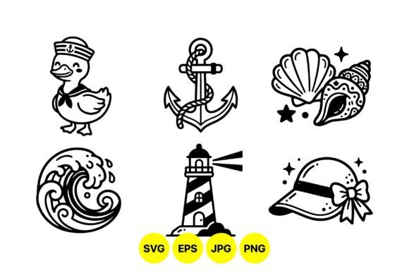 Nautical Summer Clipart Pack: Graphics & Illustrations for Coastal Branding