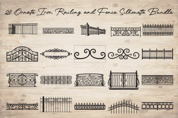 Ornate Iron Railing and Fence Silhouette