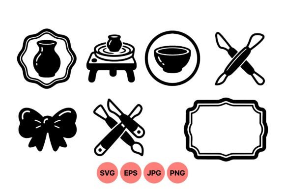 Pottery Tools and Art Icons: Minimalist Graphics & Illustrations