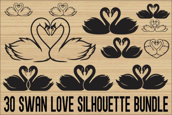 Swan Love Silhouette SVG Bundle: Graphics & Illustrations
