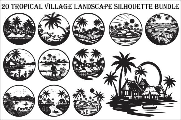 Tropical Village Silhouette Bundle