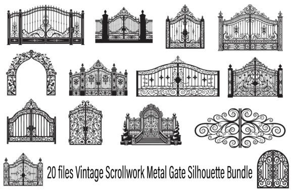 Vintage Scrollwork Metal Gate Silhouette